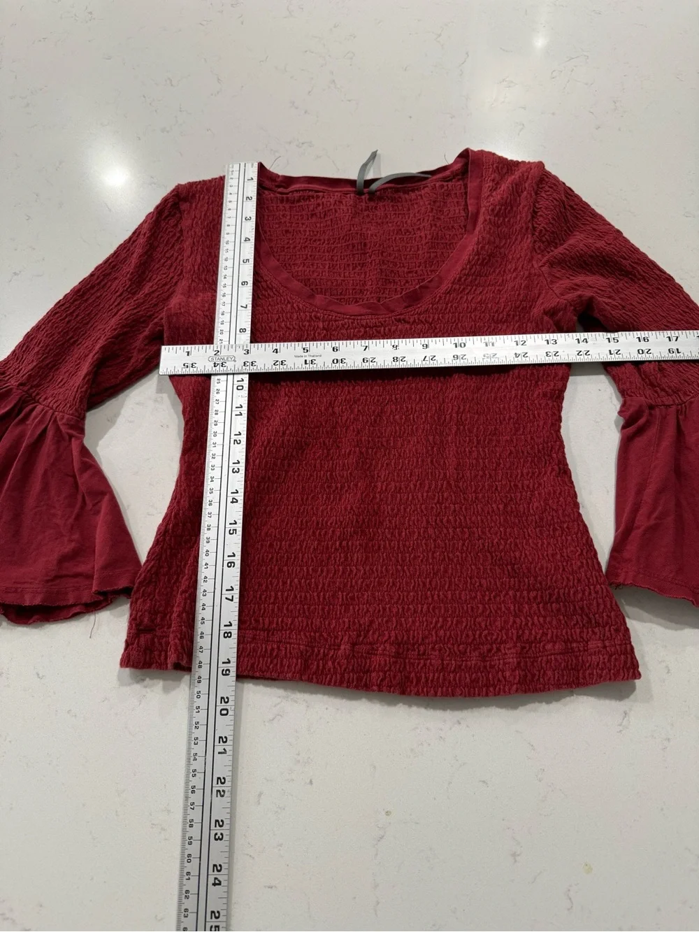 Anthropologie Everyday Bell-Sleeve Top in Deep Red , Size XS